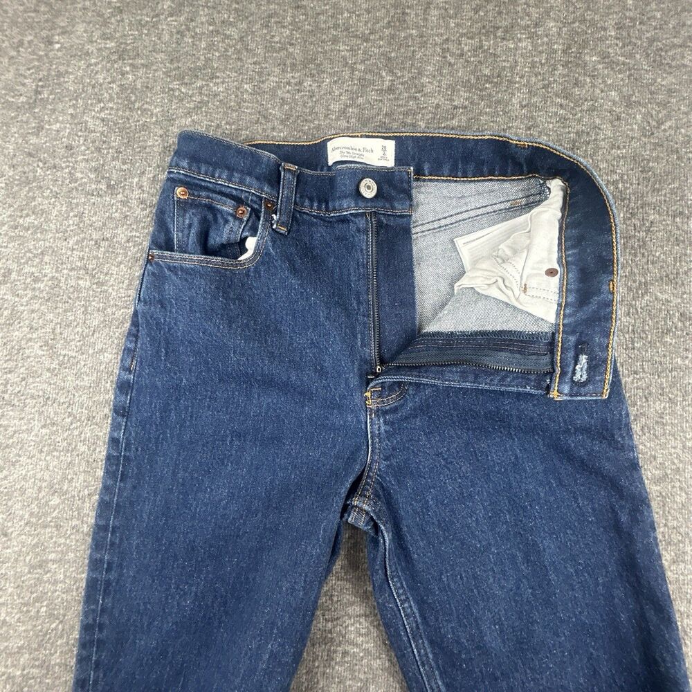 Abercrombie & Fitch Jeans Womens 28x28 Dark Blue 90s Straight Ultra High Rise - Picture 3 of 11